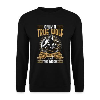 Wölfe Hund Mystik Vollmond - Unisex Pullover - Schwarz - Vorne - Alina (178cm) & Michal (187cm)