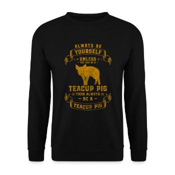 Teacup Piggy Züchter Hausschwein - Unisex Pullover - Schwarz - Vorne - Alina (178cm) & Michal (187cm)