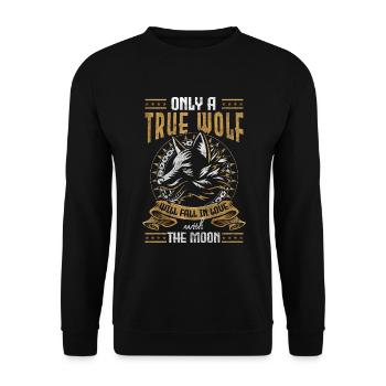Wölfe Rudel Mond Natur - Unisex Pullover - Schwarz - Vorne - Alina (178cm) & Michal (187cm)