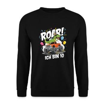 10e anniversaire 10 ans de fan de dinosaure monster truck - Sweat-shirt Unisexe - noir - Devant - Alina (178cm) & Michal (187cm)