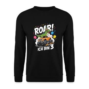 3ème anniversaire 3 ans Dino Monster Truck Fan - Sweat-shirt Unisexe - noir - Devant - Alina (178cm) & Michal (187cm)