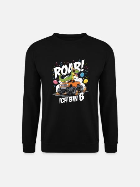 6. Geburtstag 6 Jahre Dino Monstertruck Fan - Unisex Pullover - Schwarz