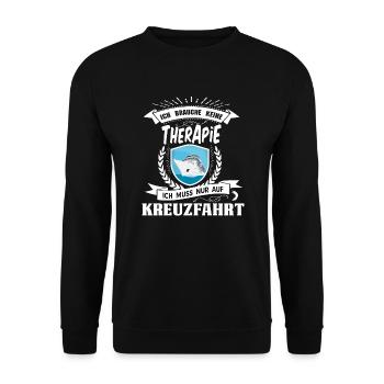 Ich brauche keine Therapie Kreuzfahrt Schiff - Unisex Pullover - Schwarz - Vorne - Alina (178cm) & Michal (187cm)