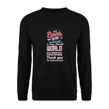 Bücherwurm Leseratte Buch Fan Shirt Geschenk Funny - Unisex Pullover - Schwarz - Vorne - Alina (178cm) & Michal (187cm)