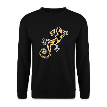 Gelb und Schwarz beschmutzter Leopardgecko - Unisex Pullover - Schwarz - Vorne - Alina (178cm) & Michal (187cm)