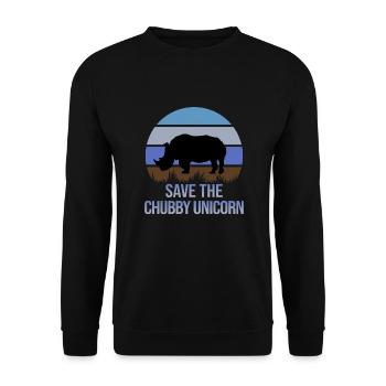Sauvez la licorne potelé drôle rhinocéros Chibby Licorne - Sweat-shirt Unisexe - noir - Devant - Alina (178cm) & Michal (187cm)