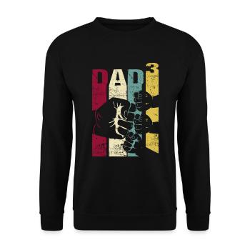 Papa Father of 3 Children Children Triplet Sons - Unisex Sweatshirt - black - Front - Alina (178cm) & Michal (187cm)