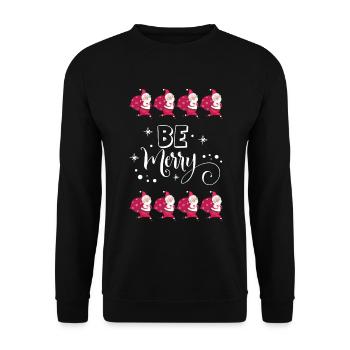 Pull moche cadeau de Noël Be Merry Santa - Sweat-shirt Unisexe - noir - Devant - Alina (178cm) & Michal (187cm)