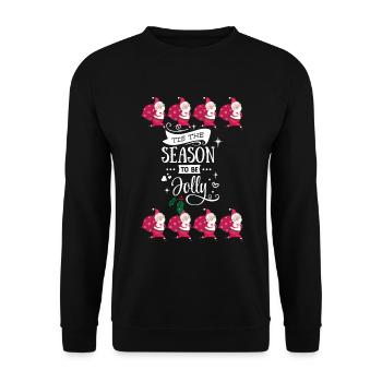 Pull moche cadeau de Noël saison jolly - Sweat-shirt Unisexe - noir - Devant - Alina (178cm) & Michal (187cm)