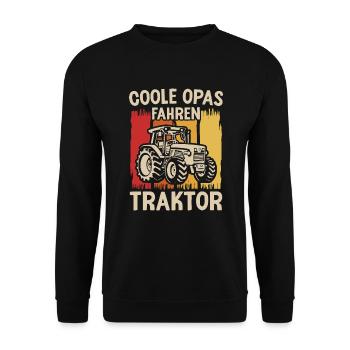 Landwirt Opa Traktor Bauer Landwirtschaft - Unisex Pullover - Schwarz - Vorne - Alina (178cm) & Michal (187cm)