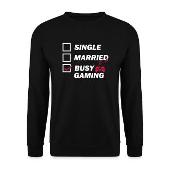 Busy Gaming - Unisex Pullover - Schwarz - Vorne - Alina (178cm) & Michal (187cm)