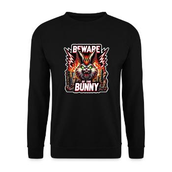 Beware of the Bunny Hasendesaster Desaster - Unisex Pullover - Schwarz - Vorne - Alina (178cm) & Michal (187cm)