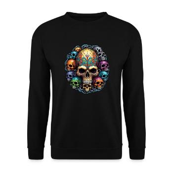 Decorative Large Skull with Small Skulls - Unisex Sweatshirt - black - Front - Alina (178cm) & Michal (187cm)
