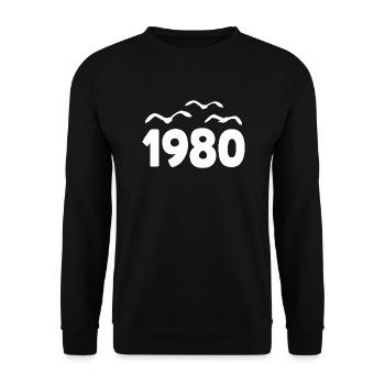 1980 Jahr Geburtstag Jahrgang 1980 - Unisex Pullover - Schwarz - Vorne - Alina (178cm) & Michal (187cm)