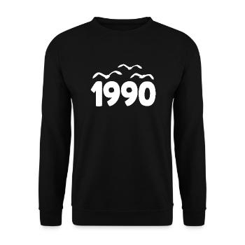 1990 Année Anniversaire Millésime 1990 - Sweat-shirt Unisexe - noir - Devant - Alina (178cm) & Michal (187cm)