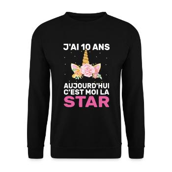 J'ai 10 Ans Aujourd'hui C'est Moi La Star Cadeau - Sweat-shirt Unisexe - noir - Devant - Alina (178cm) & Michal (187cm)