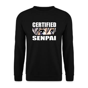 Certified Senpai Anime Manga Zertifizierter Senpai - Unisex Pullover - Schwarz - Vorne - Alina (178cm) & Michal (187cm)