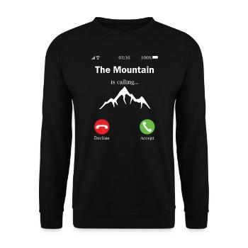 Hiking funny sayings mountain calls mountains phone - Unisex Sweatshirt - black - Front - Alina (178cm) & Michal (187cm)