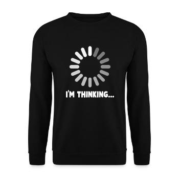 I'M THINKING Please Wait Loading - Unisex Pullover - Schwarz - Vorne - Alina (178cm) & Michal (187cm)