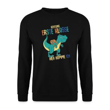 Schulkind Erste Klasse Schulanfänger Schulstart - Unisex Pullover - Schwarz - Vorne - Alina (178cm) & Michal (187cm)