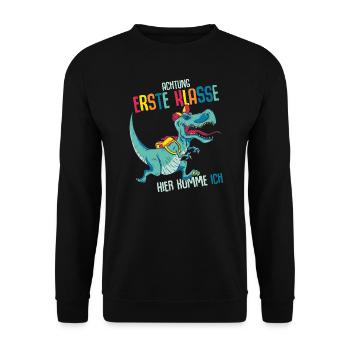 Schulkind Erste Klasse Schulanfänger Schulstart - Unisex Pullover - Schwarz - Vorne - Alina (178cm) & Michal (187cm)