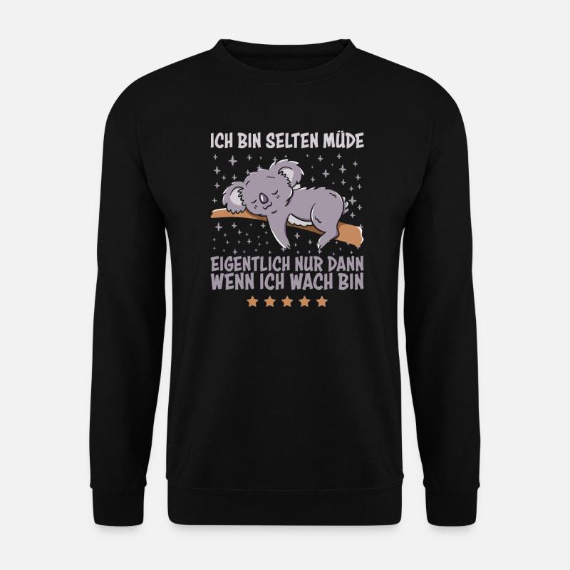 Selten Müde Koala Sarkastische Schlaf Sprüche - Unisex Pullover - Schwarz