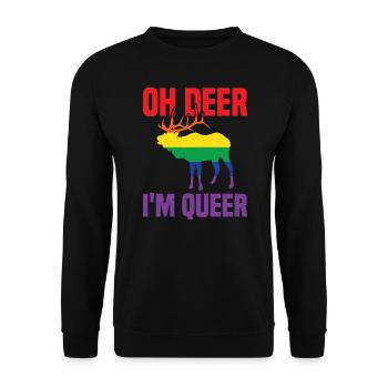 Lustige LGBTQ+ Oh Deer Ich bin Queer Pride LGBT Pride - Unisex Pullover - Schwarz - Vorne - Alina (178cm) & Michal (187cm)