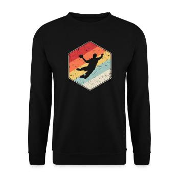 Handballspieler Retro Handball Spieler Handballer - Unisex Pullover - Schwarz - Vorne - Alina (178cm) & Michal (187cm)