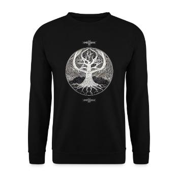 Yggdrasil - Weltenbaum aus der Wikinger Mythologie - Unisex Pullover - Schwarz - Vorne - Alina (178cm) & Michal (187cm)
