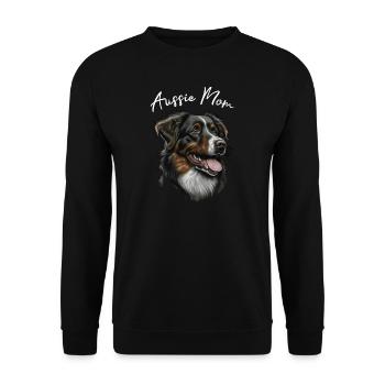 Aussie Mom - Australian Shepherd Hundemama - Unisex Pullover - Schwarz - Vorne - Alina (178cm) & Michal (187cm)
