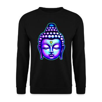 Colorful Buddha Head - Unisex Sweatshirt - black - Front - Alina (178cm) & Michal (187cm)