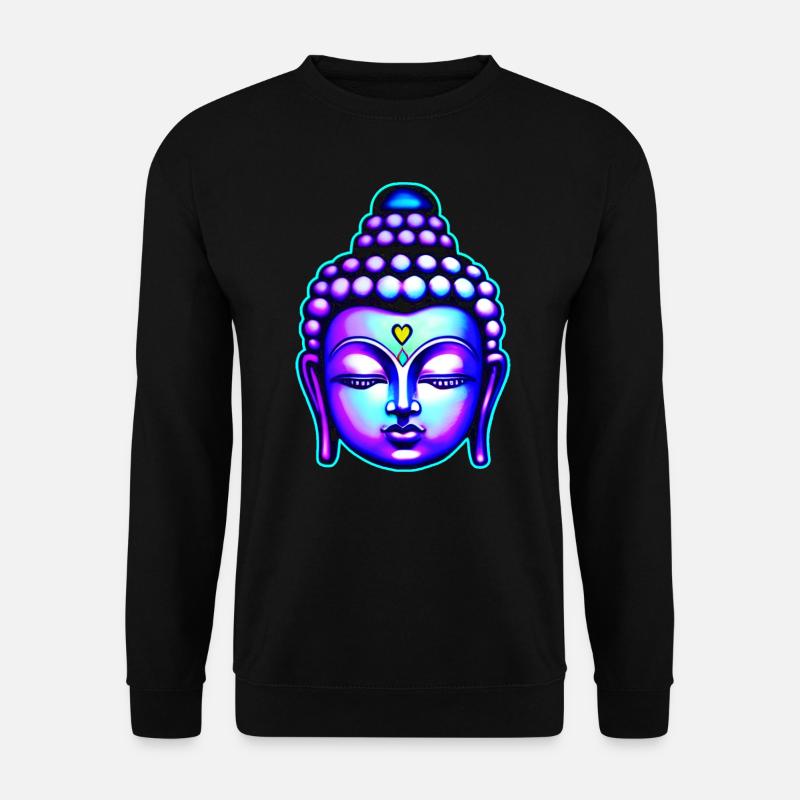 Bunter Buddha Kopf - Unisex Pullover - Schwarz