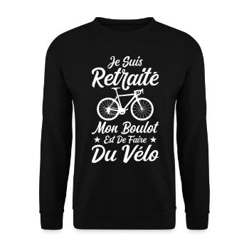 Retired my job is to ride a humorous bike - Unisex Sweatshirt - black - Front - Alina (178cm) & Michal (187cm)