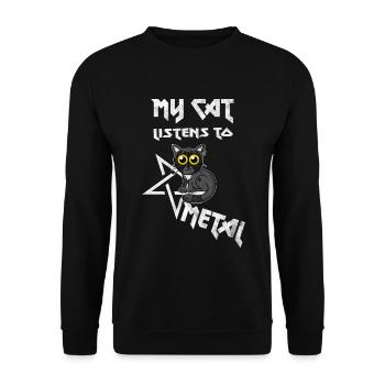 My cat listens to Metal - Washed Effect - Unisex Sweatshirt - black - Front - Alina (178cm) & Michal (187cm)