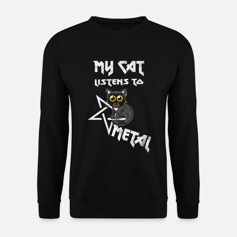 Meine Katze hört Metal - Washed Effekt - Unisex Pullover - Schwarz