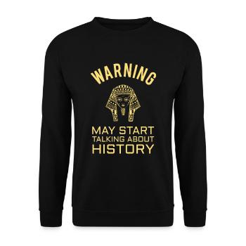 HISTORY HISTORIAN : History Warning - Unisex Sweatshirt - black - Front - Alina (178cm) & Michal (187cm)