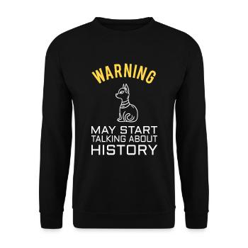 HISTORY HISTORIAN : History Warning - Unisex Sweatshirt - black - Front - Alina (178cm) & Michal (187cm)