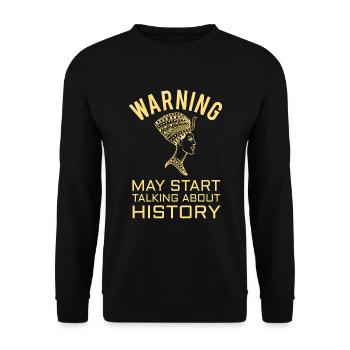 HISTORY HISTORIAN : History Warning - Unisex Sweatshirt - black - Front - Alina (178cm) & Michal (187cm)