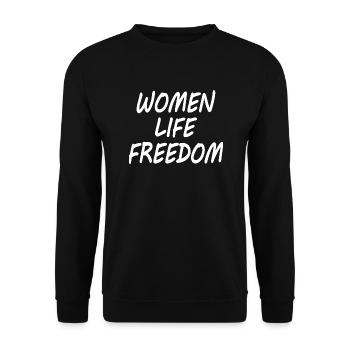 Women life freedom - Sweat-shirt Unisexe - noir - Devant - Alina (178cm) & Michal (187cm)