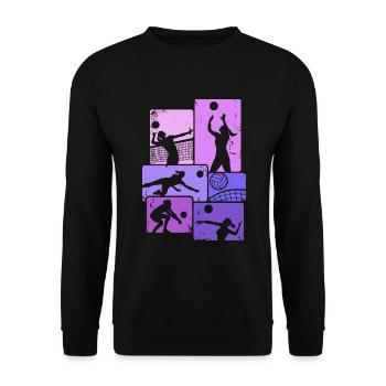 Joueur de volley-ball Vintage Volley-ball Volley - Sweat-shirt Unisexe - noir - Devant - Alina (178cm) & Michal (187cm)