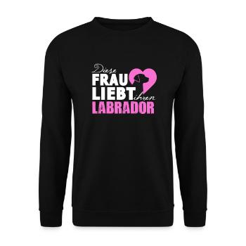 Hund Hunde Labrador Frau Liebe Haustier Geschenk - Unisex Pullover - Schwarz - Vorne - Alina (178cm) & Michal (187cm)