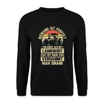 Landwirt Traktor Bauer Landwirtschaft Geschenk - Unisex Pullover - Schwarz - Vorne - Alina (178cm) & Michal (187cm)