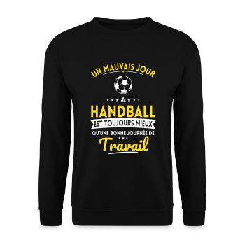 Mauvais jour de handball mieux que journée travail - Sweat-shirt Unisexe - noir - Devant - Alina (178cm) & Michal (187cm)
