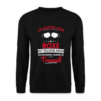 Mauvais jour de boxe mieux que journée travail - Sweat-shirt Unisexe - noir - Devant - Alina (178cm) & Michal (187cm)