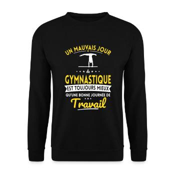 Mauvais jour gymnastique mieux que journée travail - Sweat-shirt Unisexe - noir - Devant - Alina (178cm) & Michal (187cm)