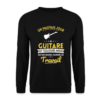 Mauvais jour de guitare mieux que journée travail - Sweat-shirt Unisexe - noir - Devant - Alina (178cm) & Michal (187cm)