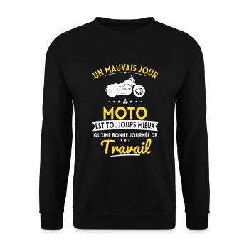Mauvais jour de moto mieux que journée travail - Sweat-shirt Unisexe - noir - Devant - Alina (178cm) & Michal (187cm)