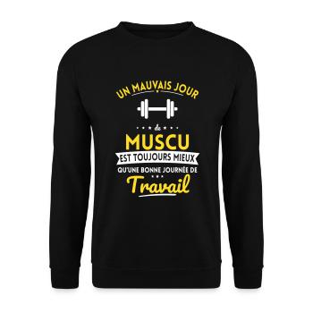 Mauvais jour de muscu mieux que journée travail - Sweat-shirt Unisexe - noir - Devant - Alina (178cm) & Michal (187cm)