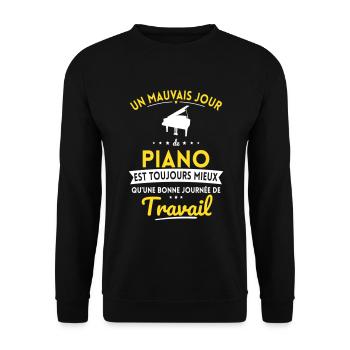 Mauvais jour de piano mieux que journée travail - Sweat-shirt Unisexe - noir - Devant - Alina (178cm) & Michal (187cm)