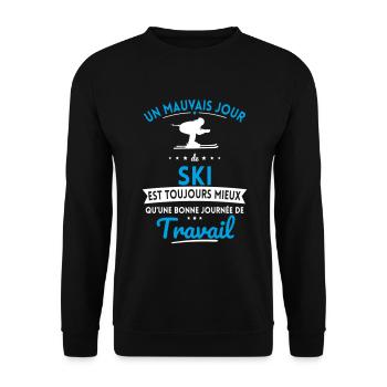 Mauvais jour de ski mieux que journée travail - Sweat-shirt Unisexe - noir - Devant - Alina (178cm) & Michal (187cm)